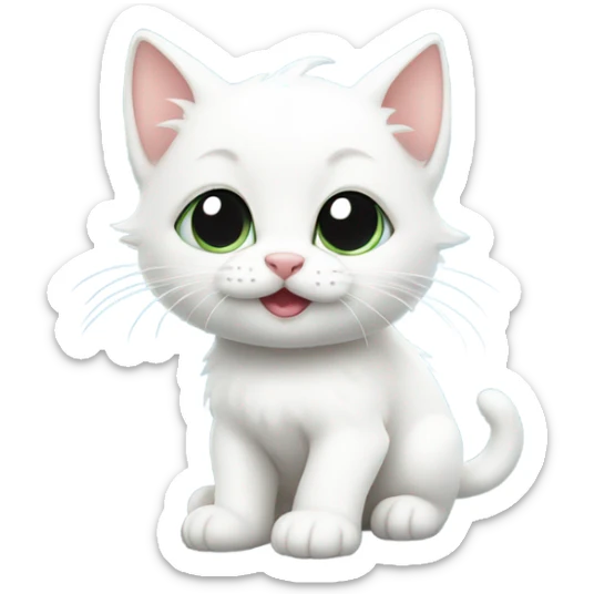 Cute White kitten sighing heavily with a little bubble coming out of its nose sticker