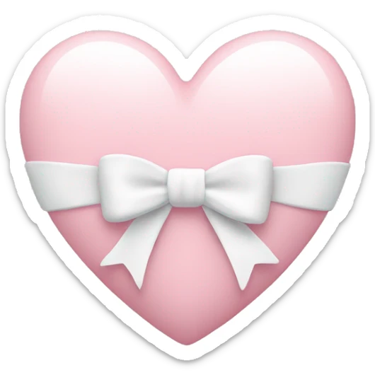 Pastel pink heart with white bow sticker