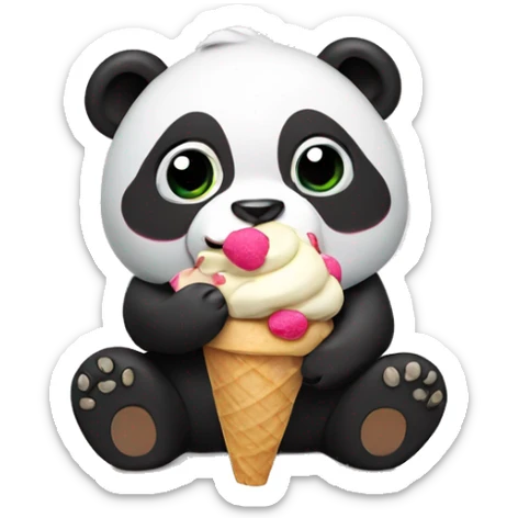 Panda eating ice cream sticker