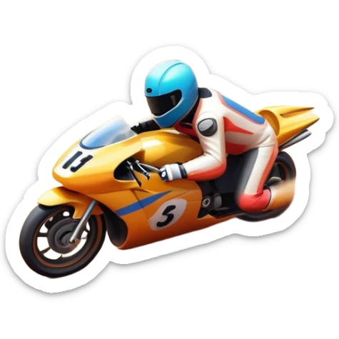 A sleek racing car and motorcycle speeding on a track, leaving a trail of dust behind. The scene captures the thrill of high-speed competition, with blurred motion and vibrant colors, highlighting the dynamic energy of motorsport. sticker