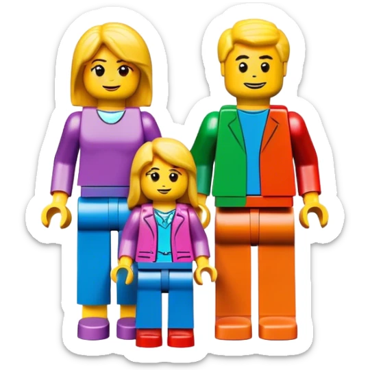 family with 2 lego parents, boy and girl and one child sticker