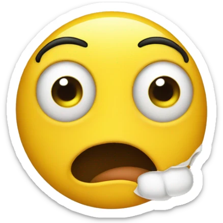 Extremely wide-eyed, flabbergasted emoji with their jaw dropped in cartoon-like exaggeration, in original yellow face emoji style sticker