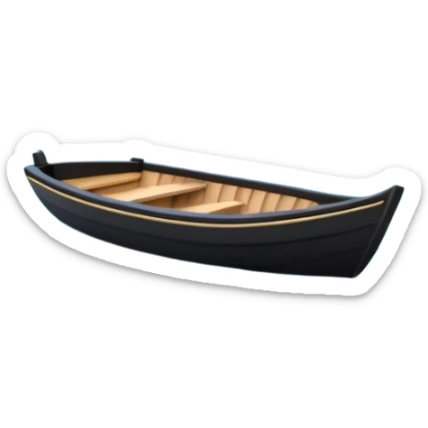 A 3D cartoon small boat floating on estuary water with nearby reeds and a distant horizon, bright lighting, realistic reflections, shown inside a simple wooden photo frame, Memoji-style rendering. sticker