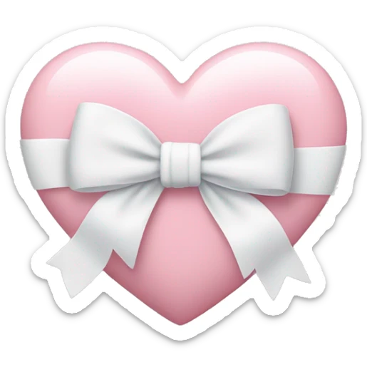 Pastel pink heart with white bow sticker