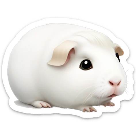 White guinea pig, portrait, she is sad, and dreams of a slice of cucumber sticker