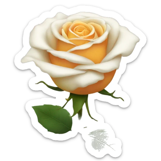 White rose with yellow eyes and orange hair and a black stem and arms sticker