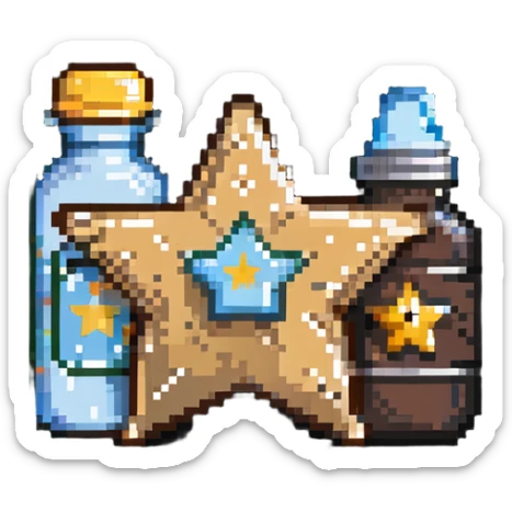 sheriff badge with star and baby feeding bottle in center sticker