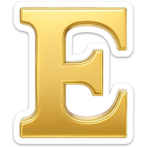 Symbole de currency en or en forme de lettre F précise, seul, 3D, brillant, style emoji simple et lisible sur fond uni. sticker