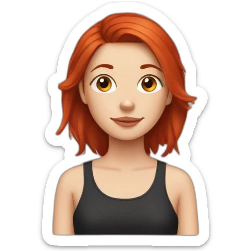 teenage girl, red hair with black staffy sticker