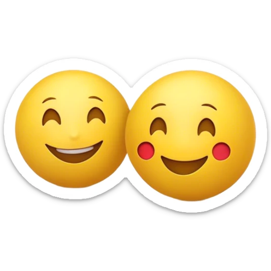 Make a smiling emoji. At the bottom of the emojis there are two yellow balls attached sticker