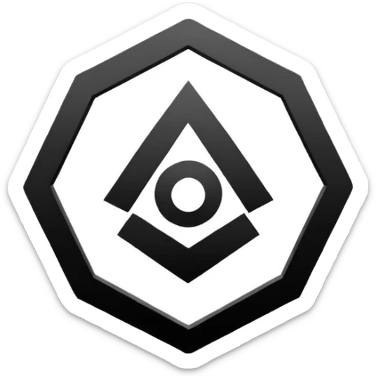 Create an emoji in which it is representing AI logo similarly like the logo of Chat GPT ,Gemini but different completely different and very professional not simple and try to make it in black and white colour sticker