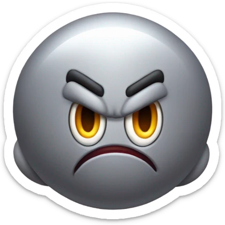 Metal cute mad Kirby bubble Gray ball driving on car wheels with mad eyebrows game sticker