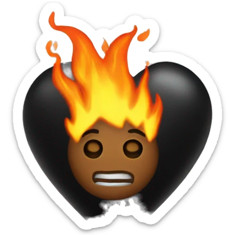 Black heart on fire  sticker