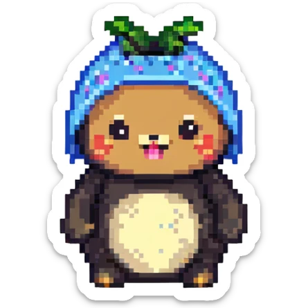festive and lively tung tung tung sahur in pixel art style sticker