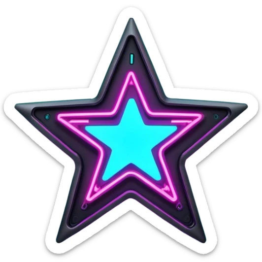 neon cyberpunk style star sticker