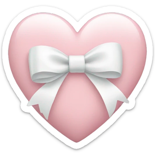 Pastel pink heart with white bow sticker