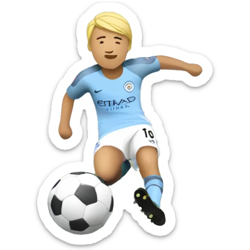 Haaland scoring a goal and the ball being the Manchester City logo sticker