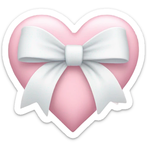 Pastel pink heart with white bow sticker