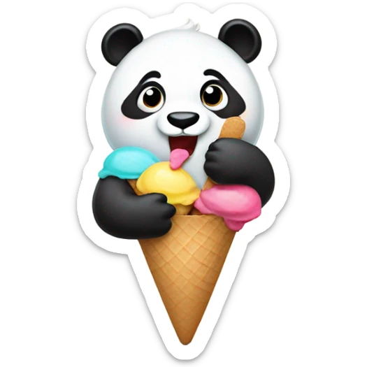 Panda eating ice cream sticker