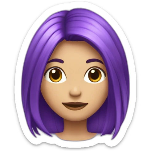 Fille au cheveux violets mi-long qui se tient debout droite en entier  sticker