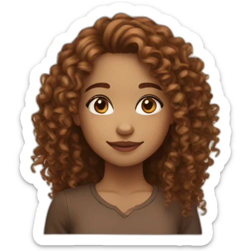 Mixed girl /curly long hair, brown cinnamon color/ with brown eyes  sticker