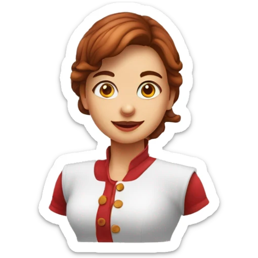 Menina ruiva, olhos castanhos com avental vermelho e um geladinho na mão sticker