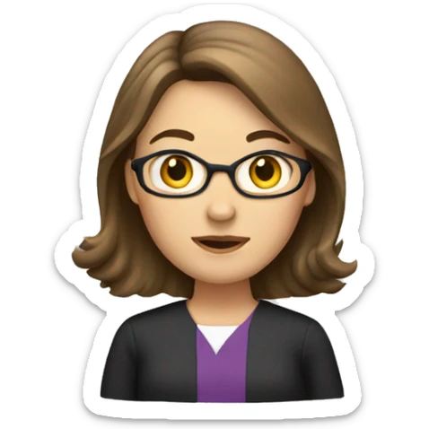 brown hair school teacher, lighter hair and dress sticker