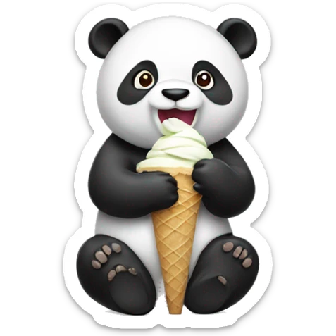 Panda eating ice cream sticker