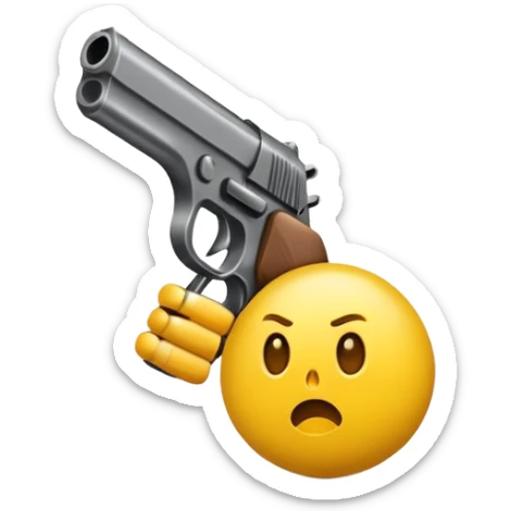 Emoji jaune qui se tire une balle de pistolet dans la tête et meurt sticker
