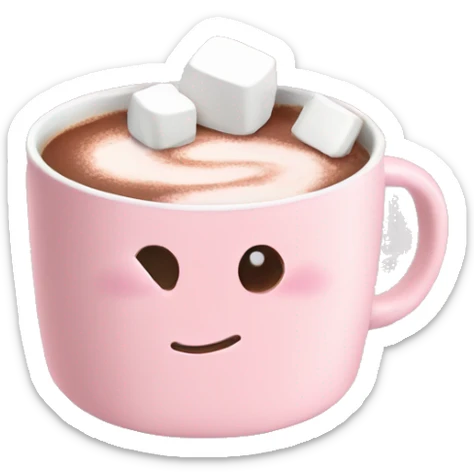 Light Pink mug of hot chocolate with marshmallows  sticker