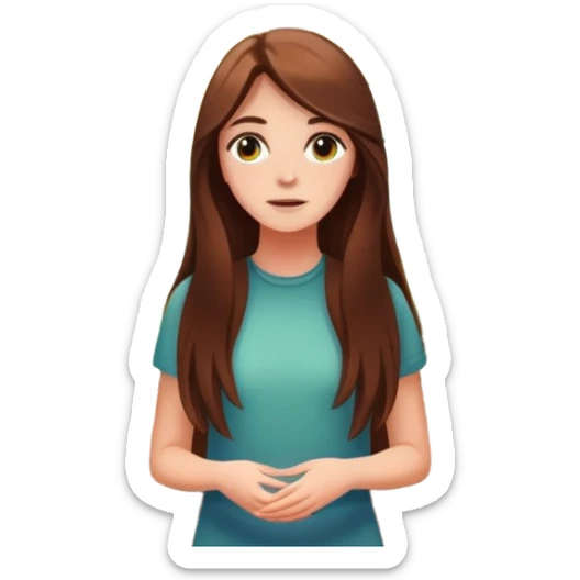 white girl with long brown hair looking out a window with sunbeams and houseplants in the background sticker