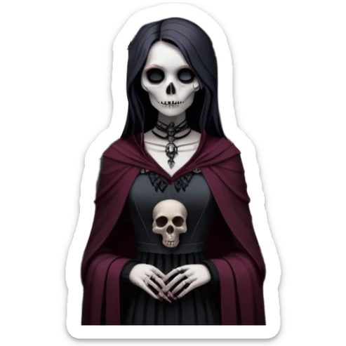 Gothic black marble pillars, dark grey building, burgundy accents, crows, skull, epic, beautiful, romantic, amazing, pretty scene, aesthetic scenery sticker