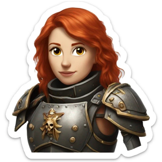redhead girl in warhammer sister of battle armor sticker