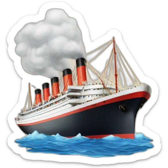 french ocean liner "le France" with 2 big red chemneys sticker