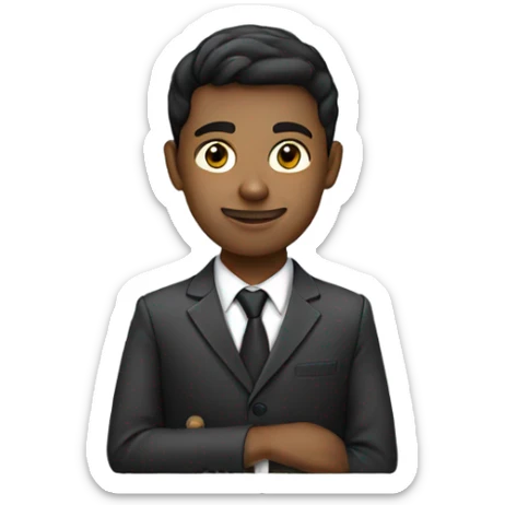 Young men in a professional suit and with the laptop sticker