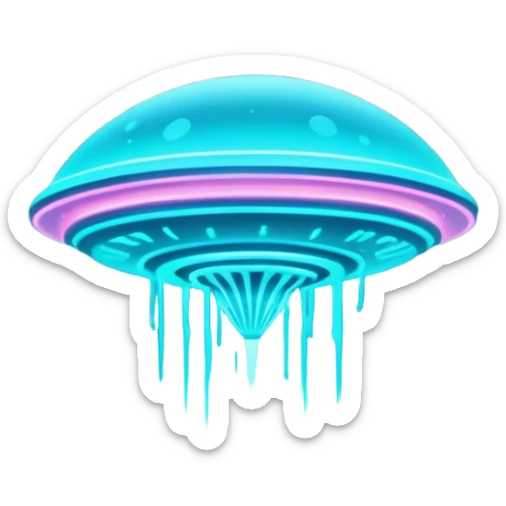 extraterrestrial futuristic otherworldly cyan bioluminescent neon-glowing aesthetic scenery sticker
