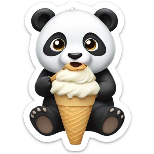 Panda eating ice cream sticker