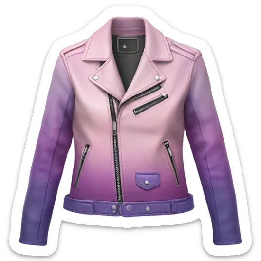 Realistic pastel pink to pastel purple ombre open fashion leather jacket. sticker