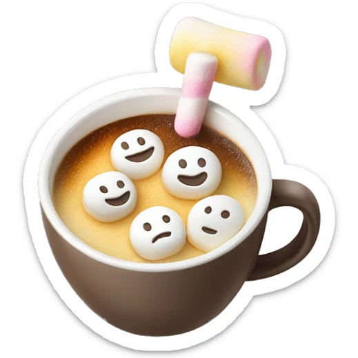 Tasse mit zuckerstangen Motiv wo Kakao drin ist mit Marshmellows oben drauf sticker