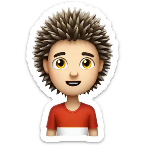 A boy who looks like a hedgehog with the head of a Hungarian cube sticker