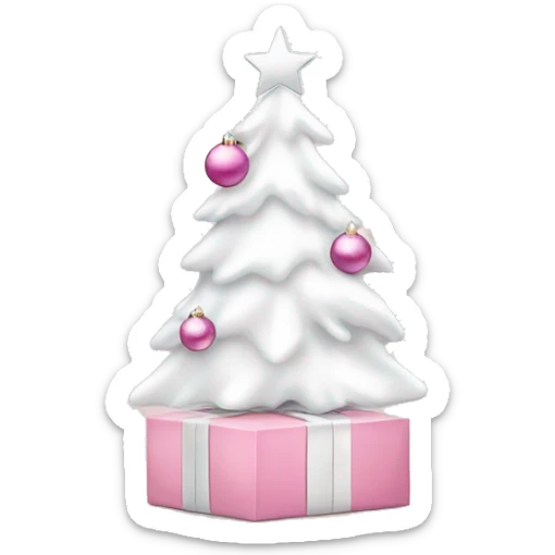 Light pink Christmas gifts under a white Christmas tree  sticker