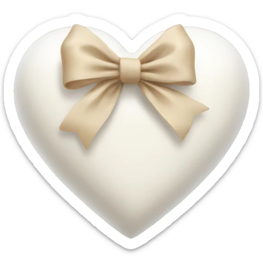 white heart with beige bow sticker