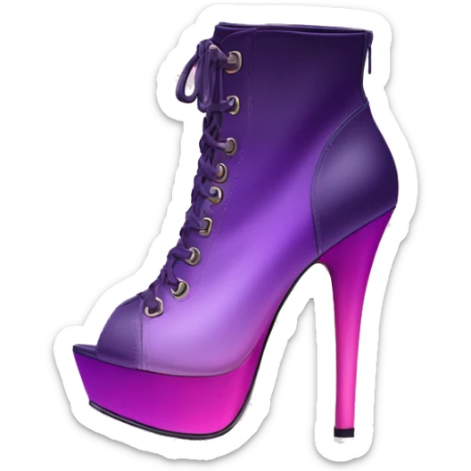 Realistic isolated top view of a pair of royal purple,pink,lavender magenta ombre peep toe high heel ankle bootie boots. sticker