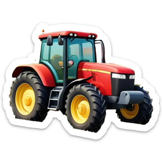 An icon showing close-up tractor in a colorful rural landscape, inspired by Farming Simulator 23. The design features vibrant fields, barns, and crops under a bright sky, with tractors working the land. The peaceful and immersive farming environment is highlighted with a transparent background sticker