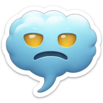 Icon of a bot that has the "conversation cloud" emoji flying out of its mouth sticker