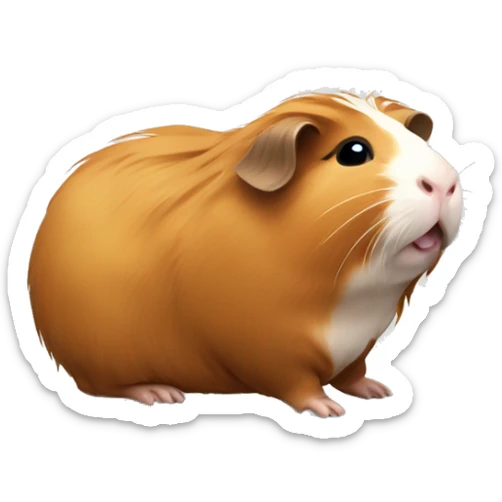 A lively guinea pig with long warm, golden-brown fur, exuding a friendly and approachable vibe. sticker