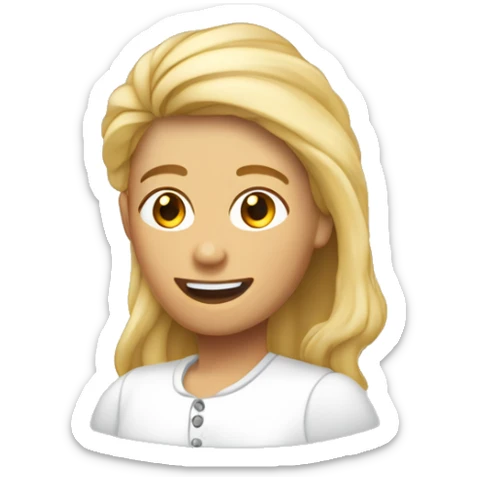 Ado cheveux mi long en areie avec coquille d’œuf sur la tête sticker