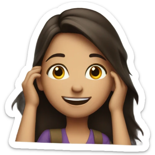 Brunette girl looking out of car  excited happy  sticker