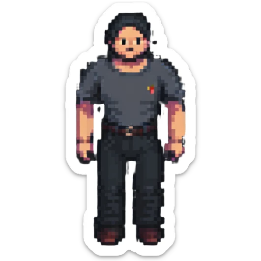 pixel art of a fisherman, just the man, no fishing gear or background sticker
