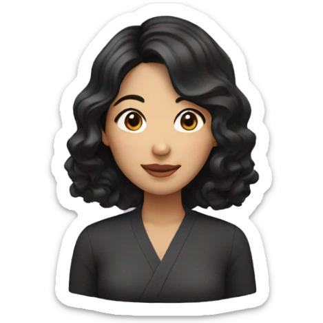 asian woman with wavy black hair sticker